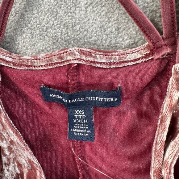 American Eagle Outfitters Crushed Velvet Strappy Mini Dress Size XXS Purple - Picture 6 of 9